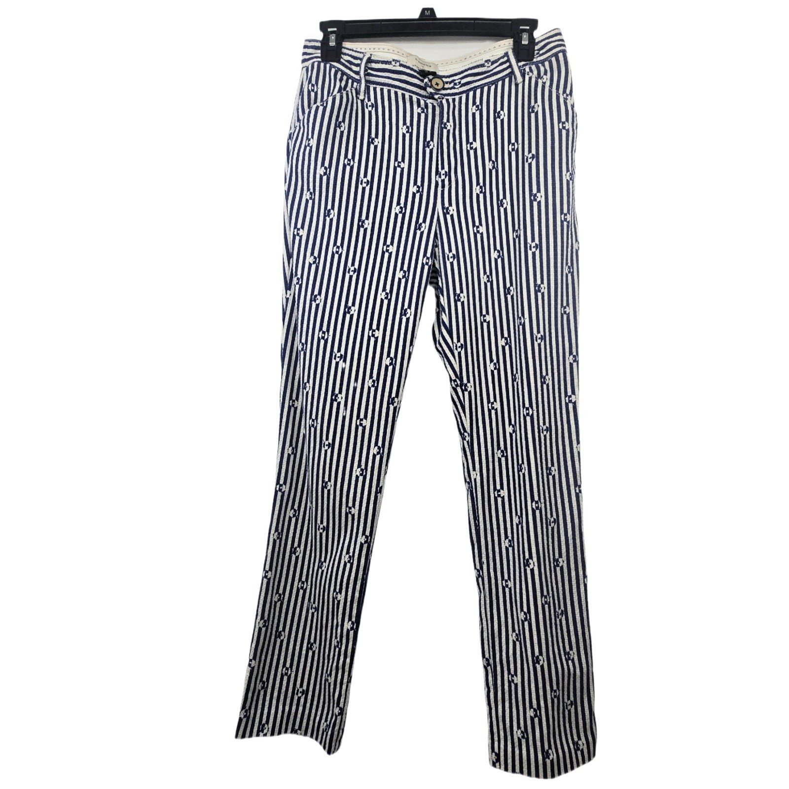 Anthropologie Stripe Floral Slim Pants Women’s 4 Blue White High Rise