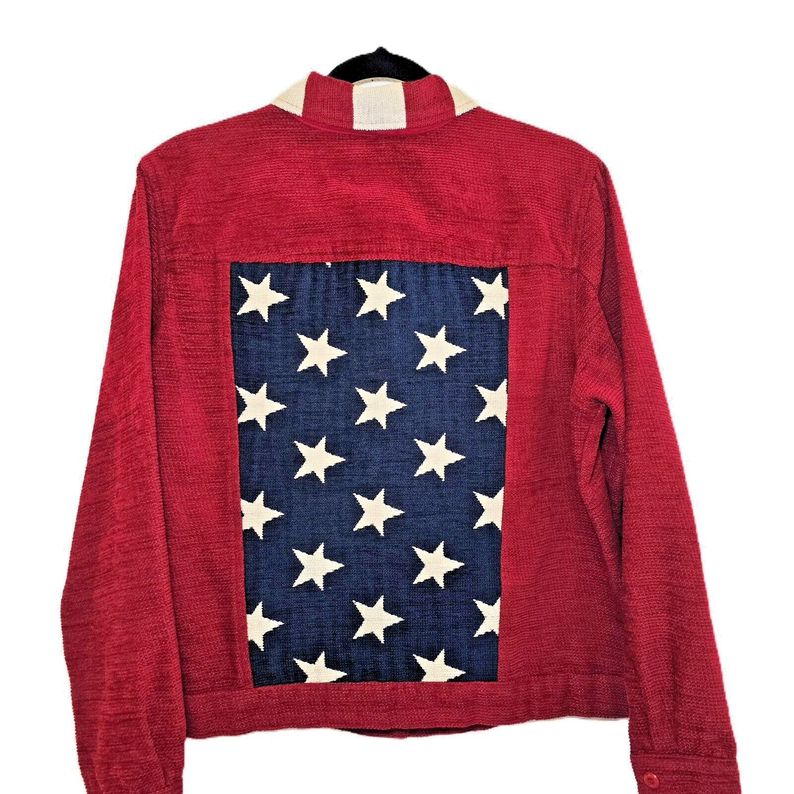 Coldwater Creek Women's Textured Button Down Jacket PL – Patriotic American Flag