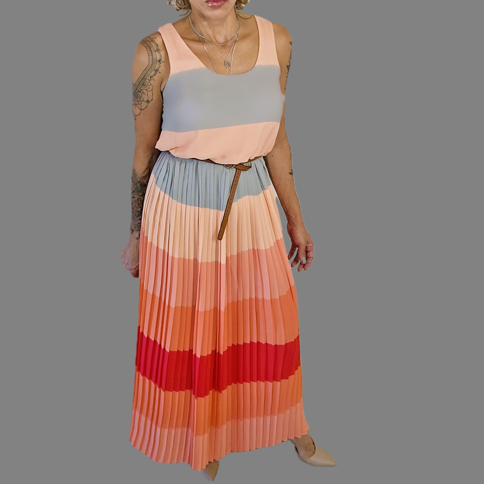 Tommy Hilfiger Collection Maxi Dress - Multicolor Pleated Perfection, Size 6