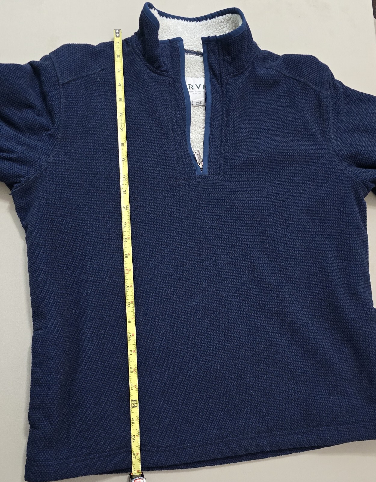 Orvis Men’s Sweater - Size Large, Dark Blue, Sherpa-Lined 1/4 Zip Pullover