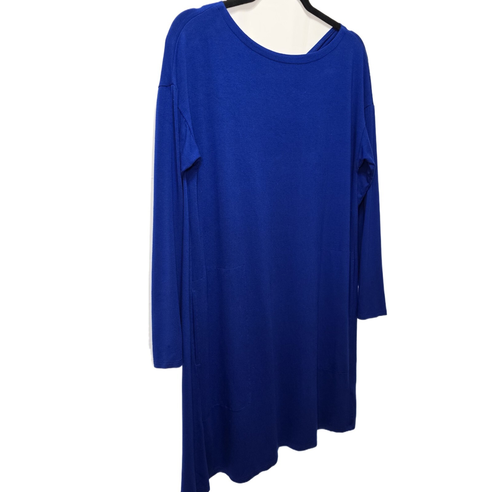 Eileen Fisher Bateau Neck Twist Back Shift Dress - Indigo Blue, M Petite