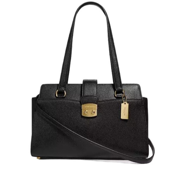 Coach Avary Carryall in Black Crossgrain Leather with Gold-Tone Hardware
