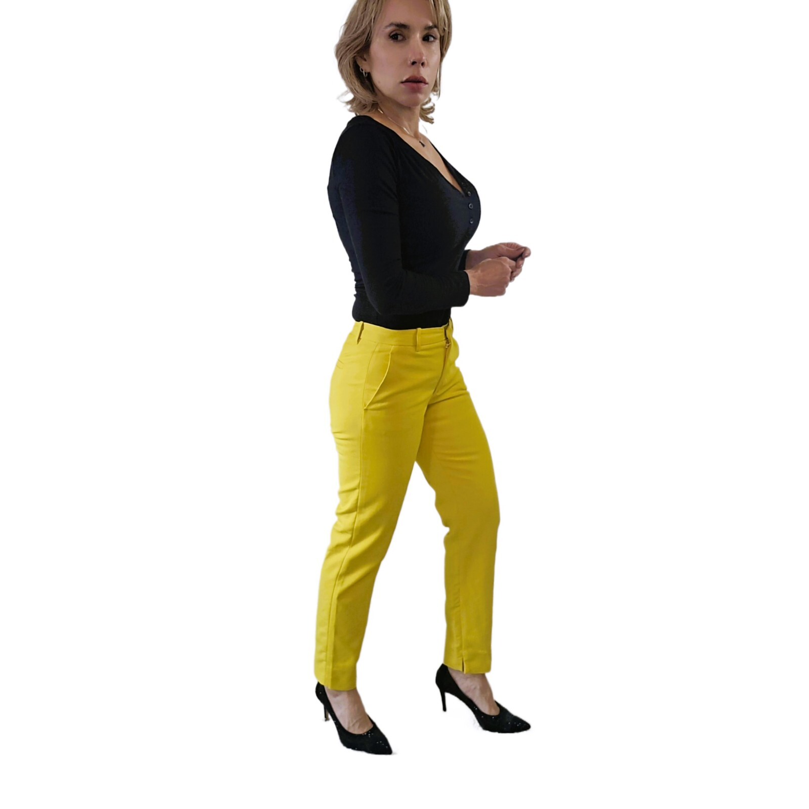 Zara Women's Vibrant Yellow Ankle Skinny Pants – Chino Fit | Size 4
