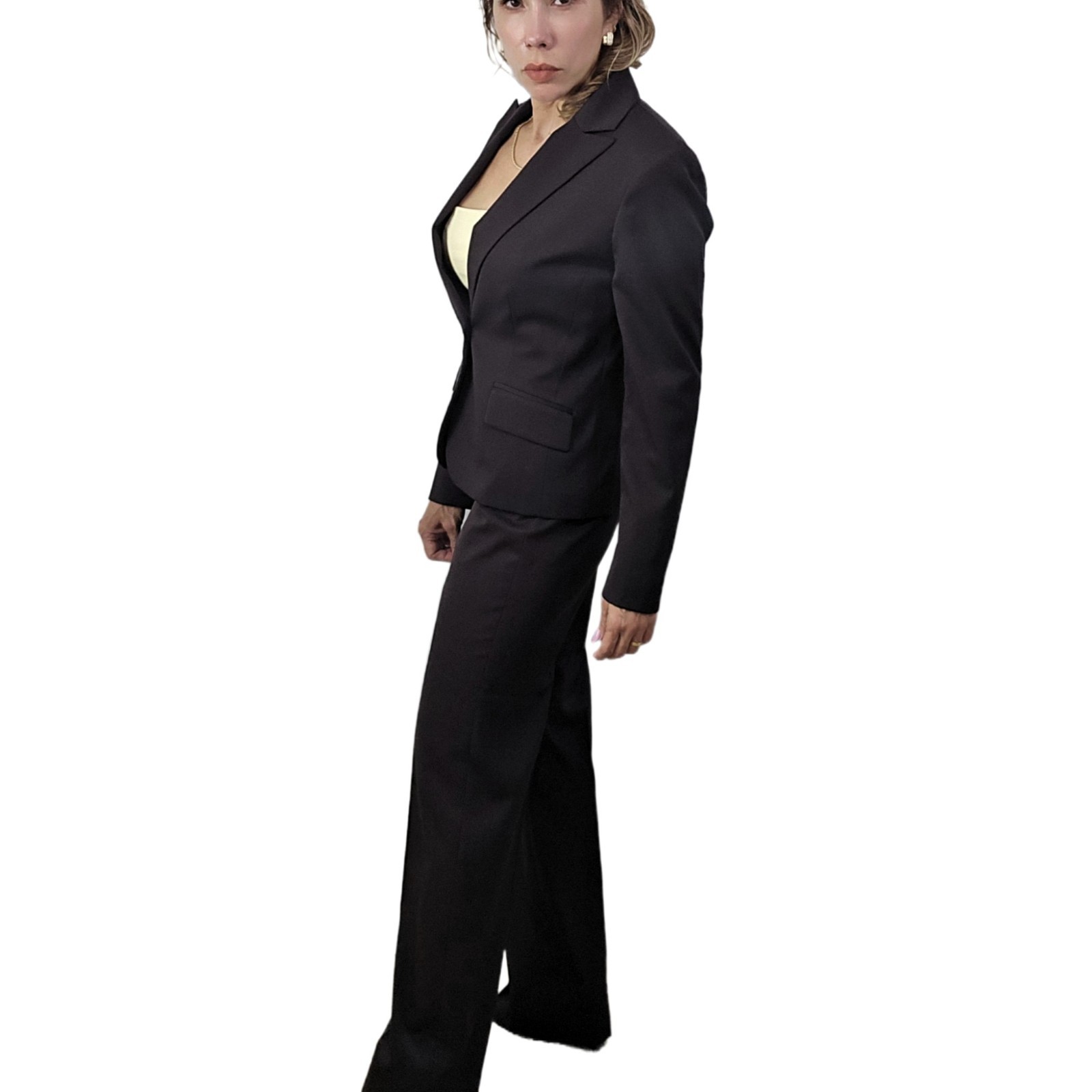 Anne Klein Executive 2-Piece Brown Blazer & Pants Suit Size 6 – Professional