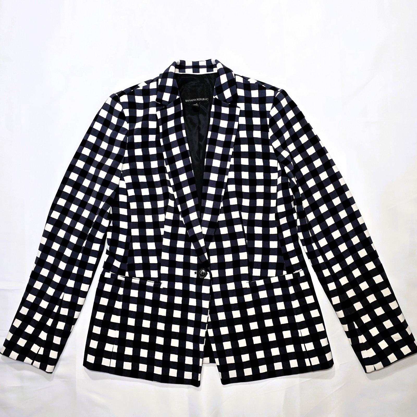 Banana Republic Women’s Gingham Blazer Size 4 Check Print Jacket Work Casual