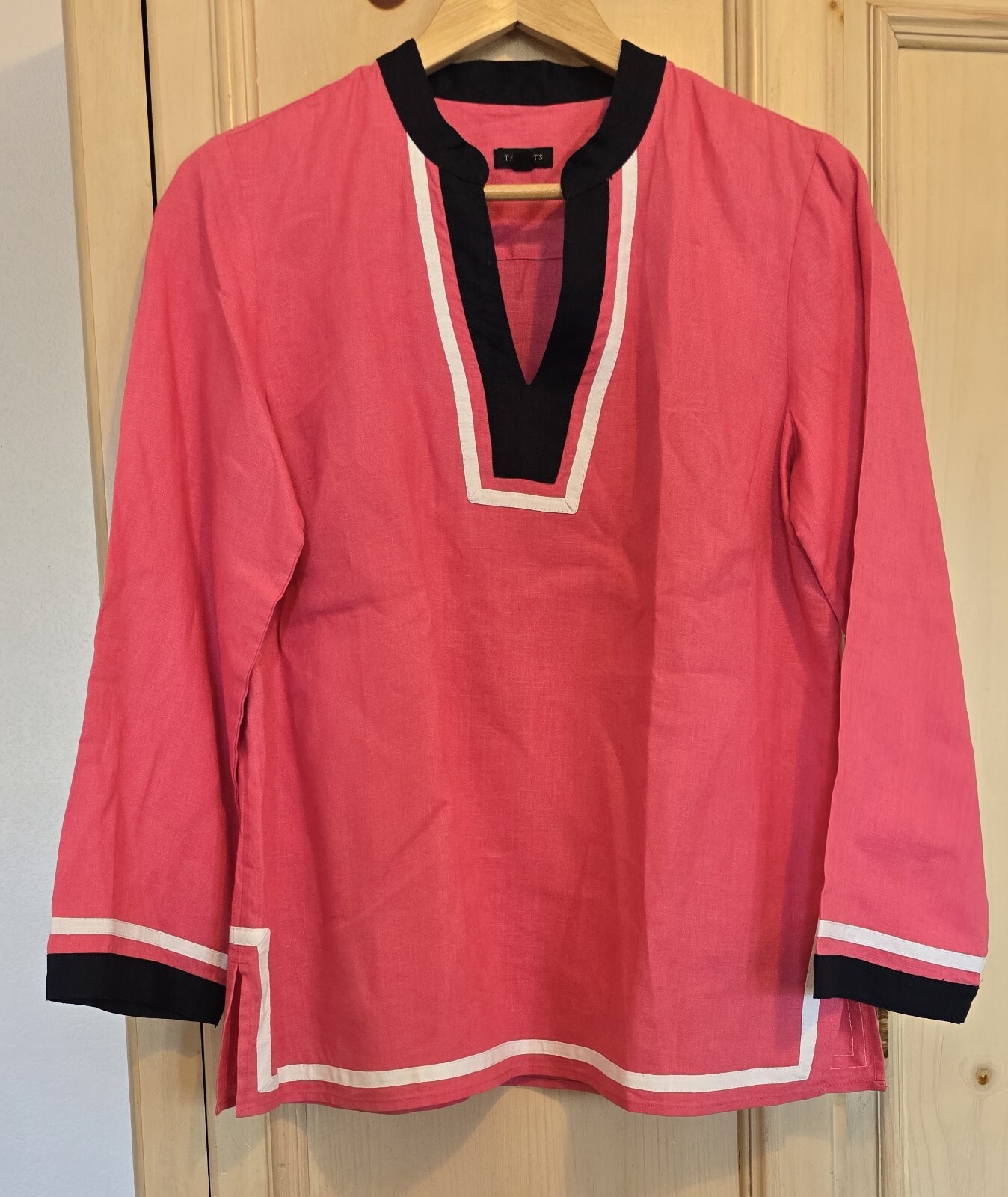 Talbots Women's Nautical Tunic - Size S | 100% Linen | Salmon Pink