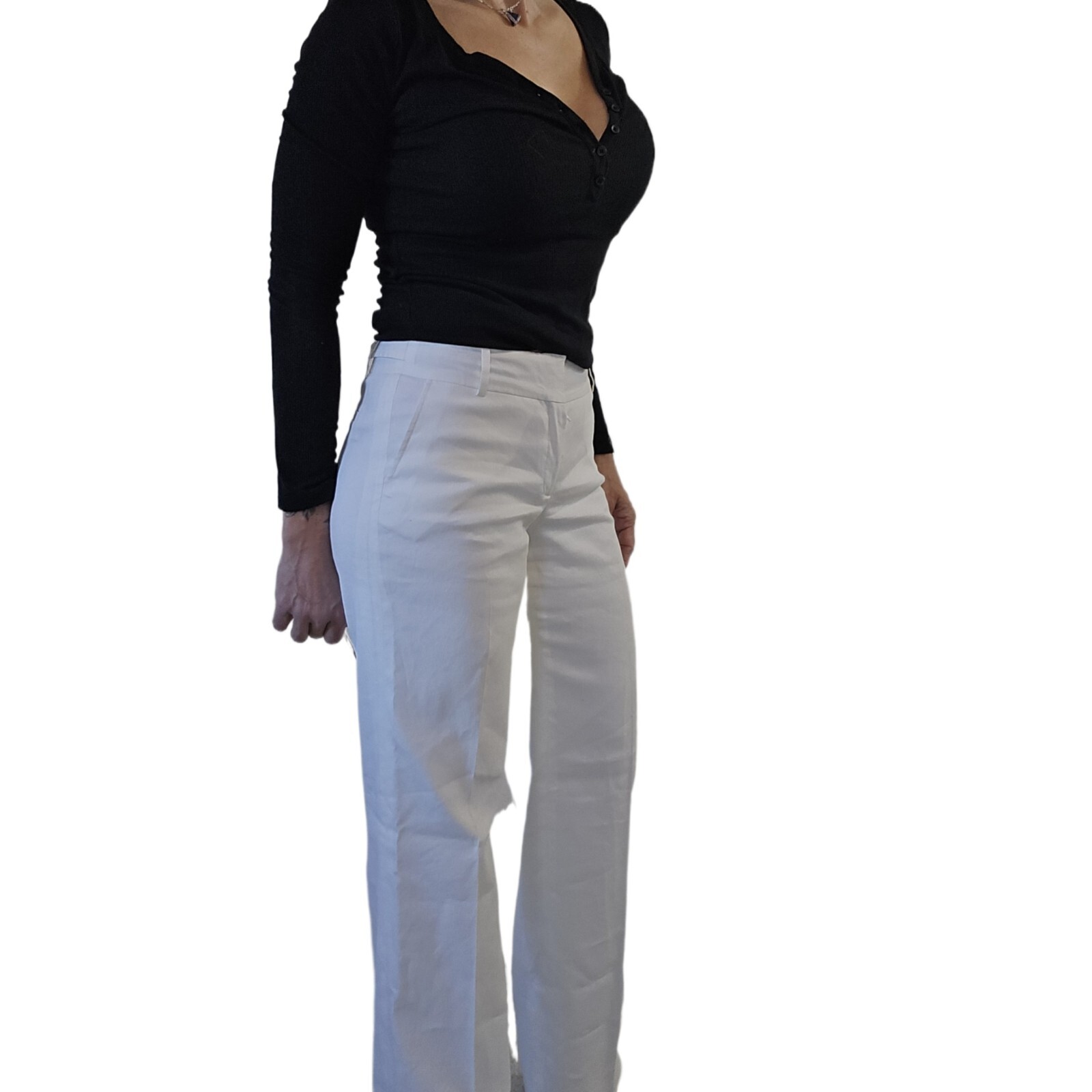 CLASSIQUES ENTIER Women’s White Linen Blend Dress Pants - Size 4 X 34 Tall