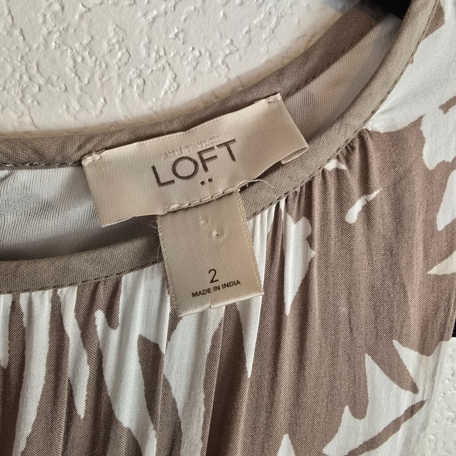 LOFT Women’s Brown White Floral Maxi Dress Sz 2 Sleeveless Tie Waist