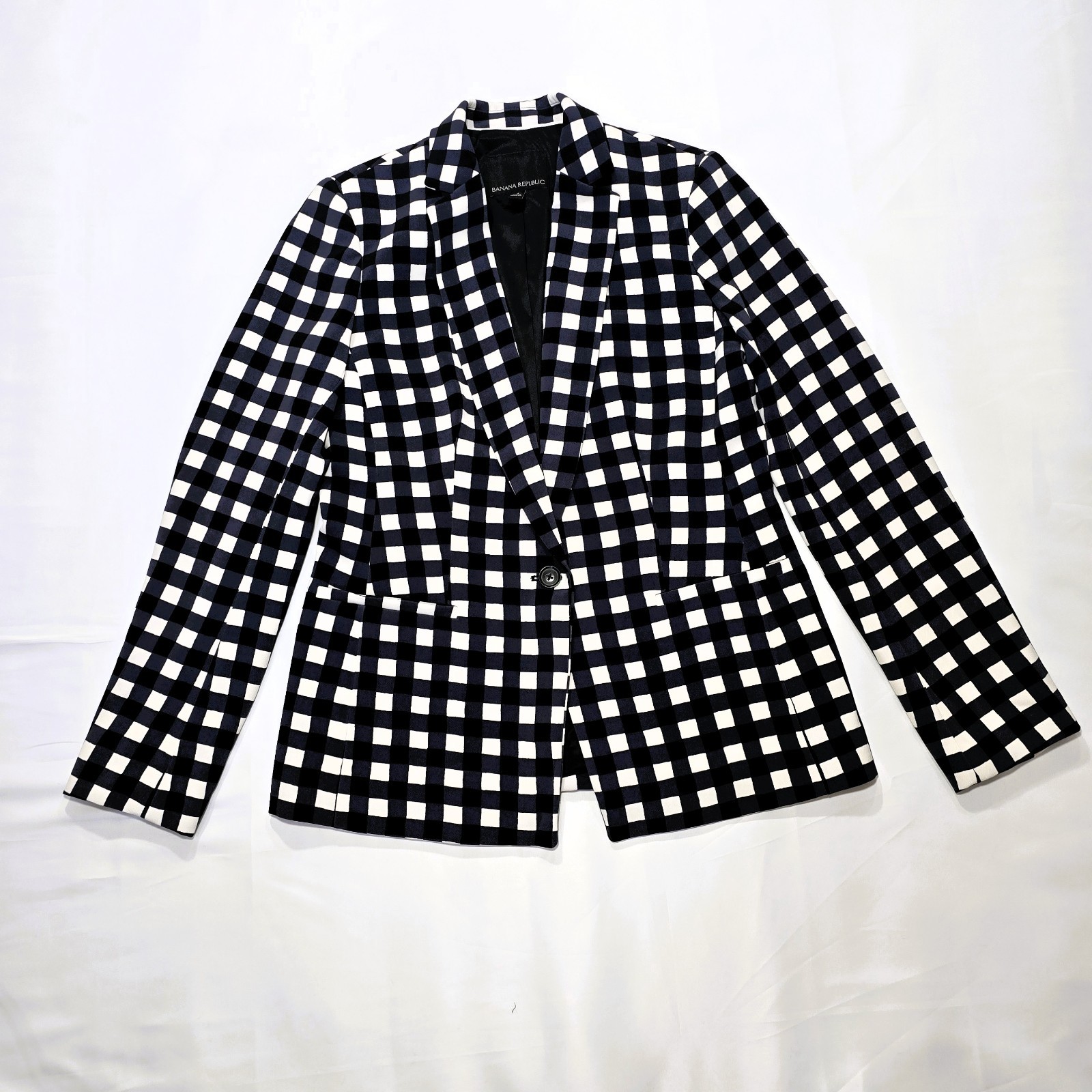 Banana Republic Women’s Gingham Blazer Size 4 Check Print Jacket Work Casual