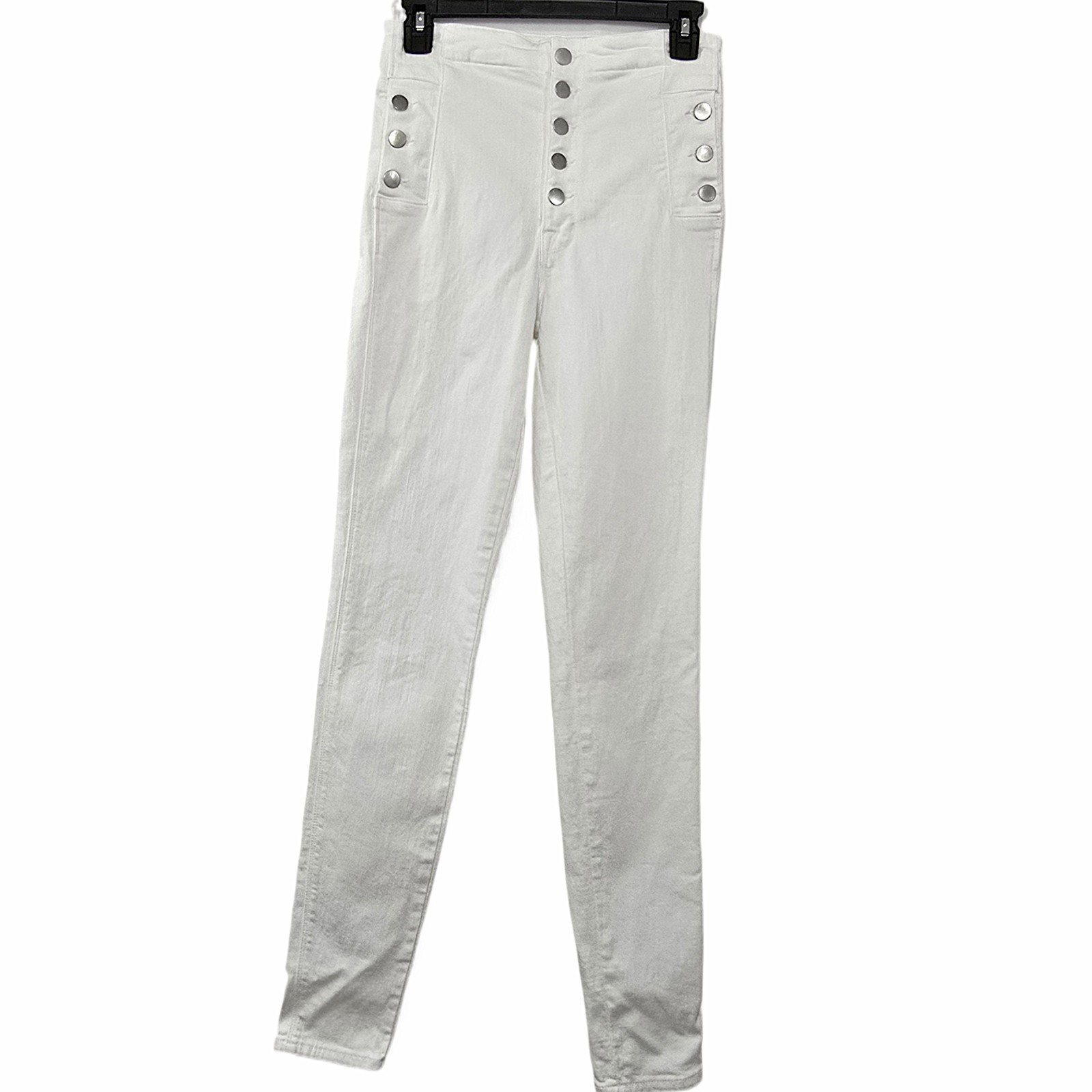 J Brand Natasha Sz 27 White High Rise Skinny Jeans Button Fly USA