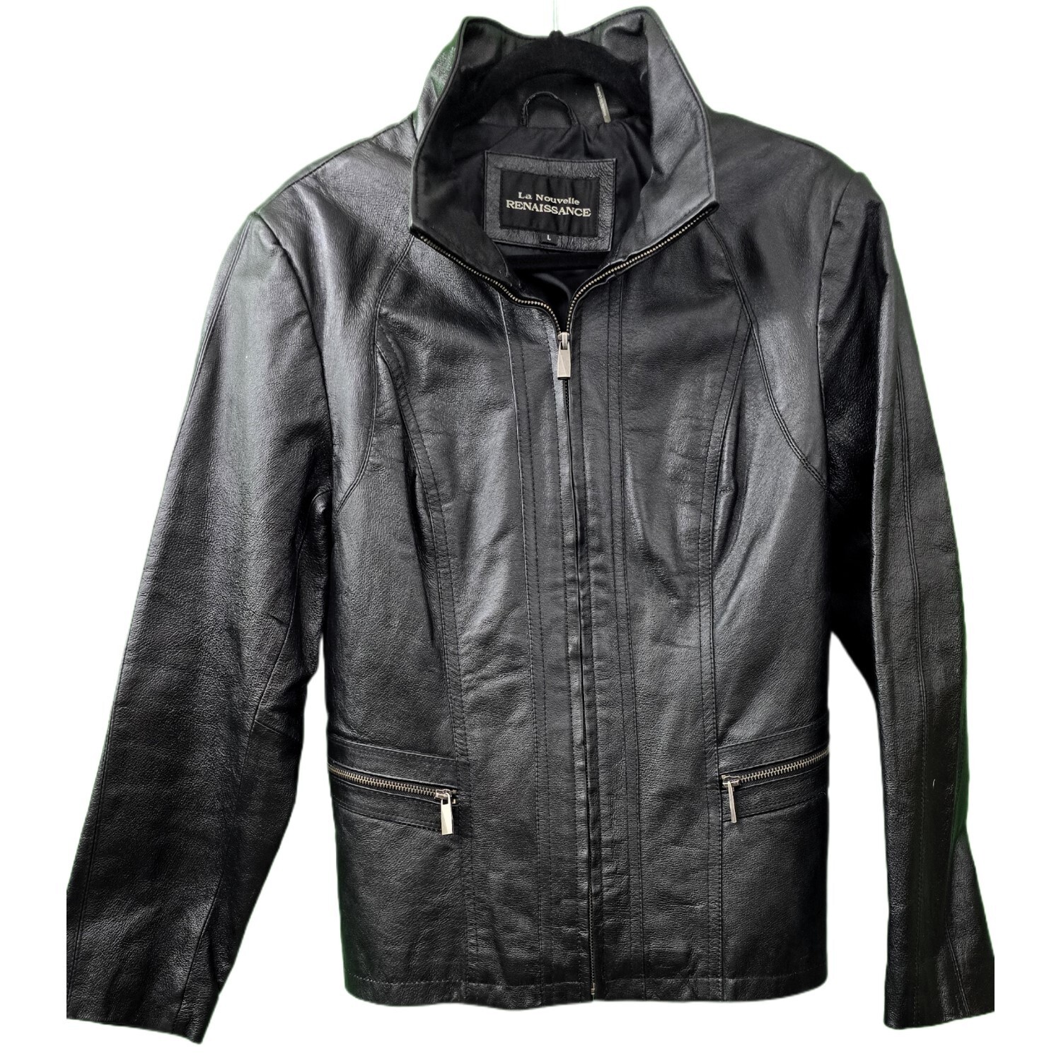 LA NOUVELLE RENAISSANCE Full Zip Genuine Leather Jacket Women's - Size L