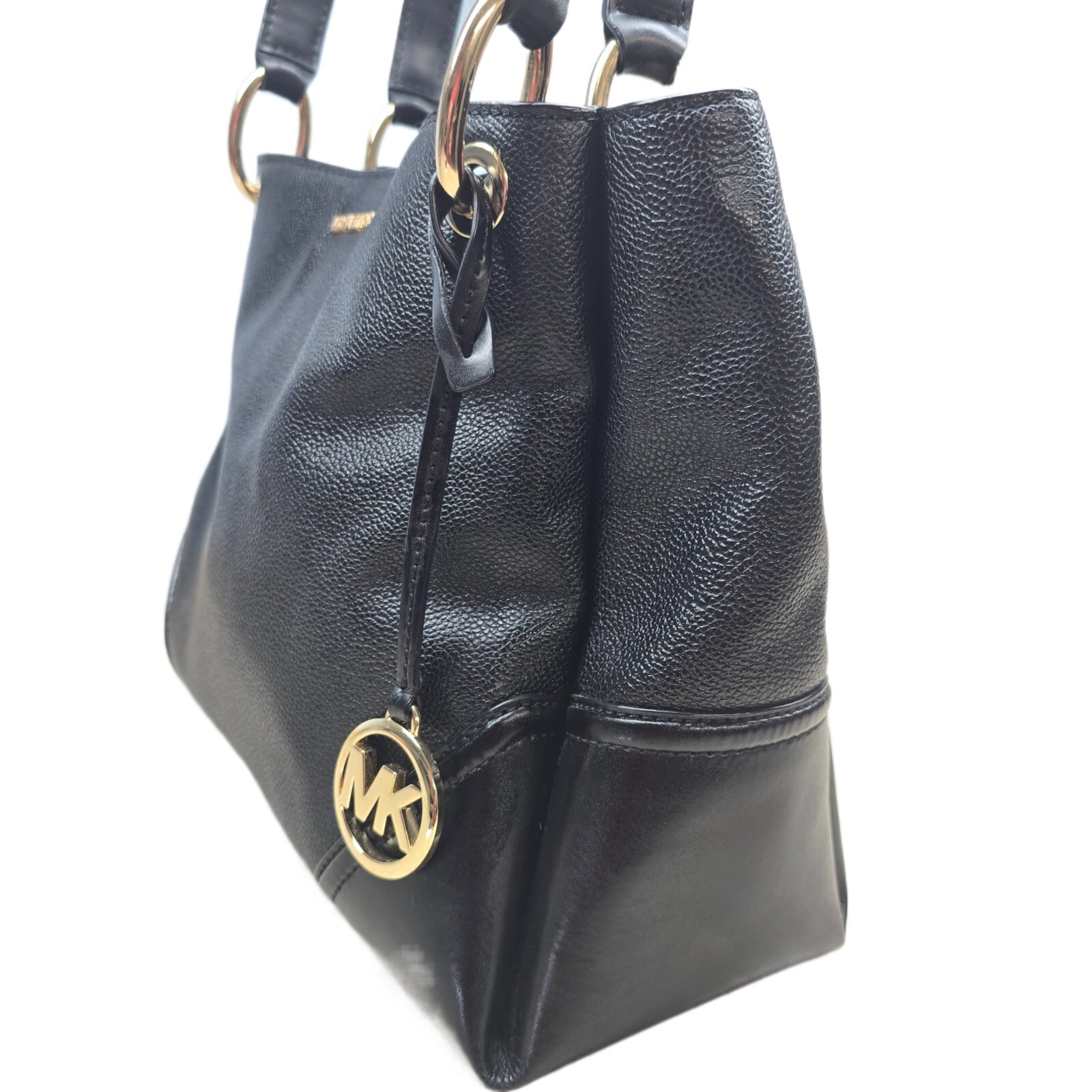 MICHAEL KORS NICOLE LARGE SHOULDER TOTE LEATHER BAG BLACK