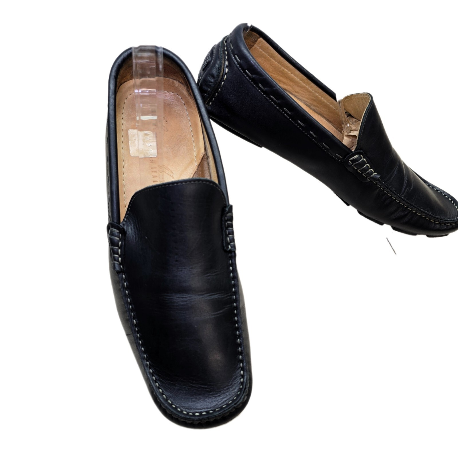 Simone Mariotti Men's Black Pebbled Leather Driving Loafers EUR 41 – Handmade IT