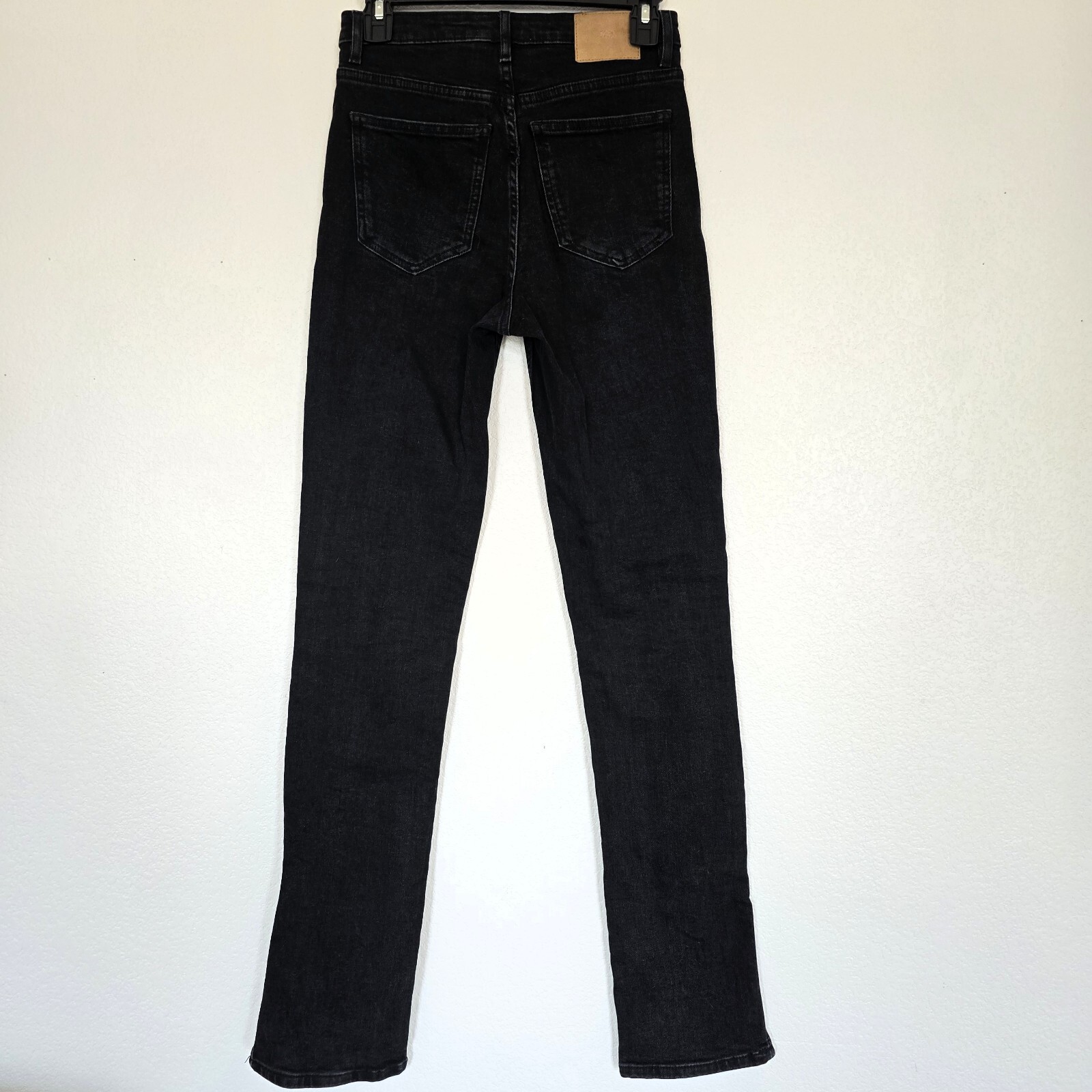 Zara Womens 2 Black High Rise Skinny Jeans Split Hem Stretch Denim Pants