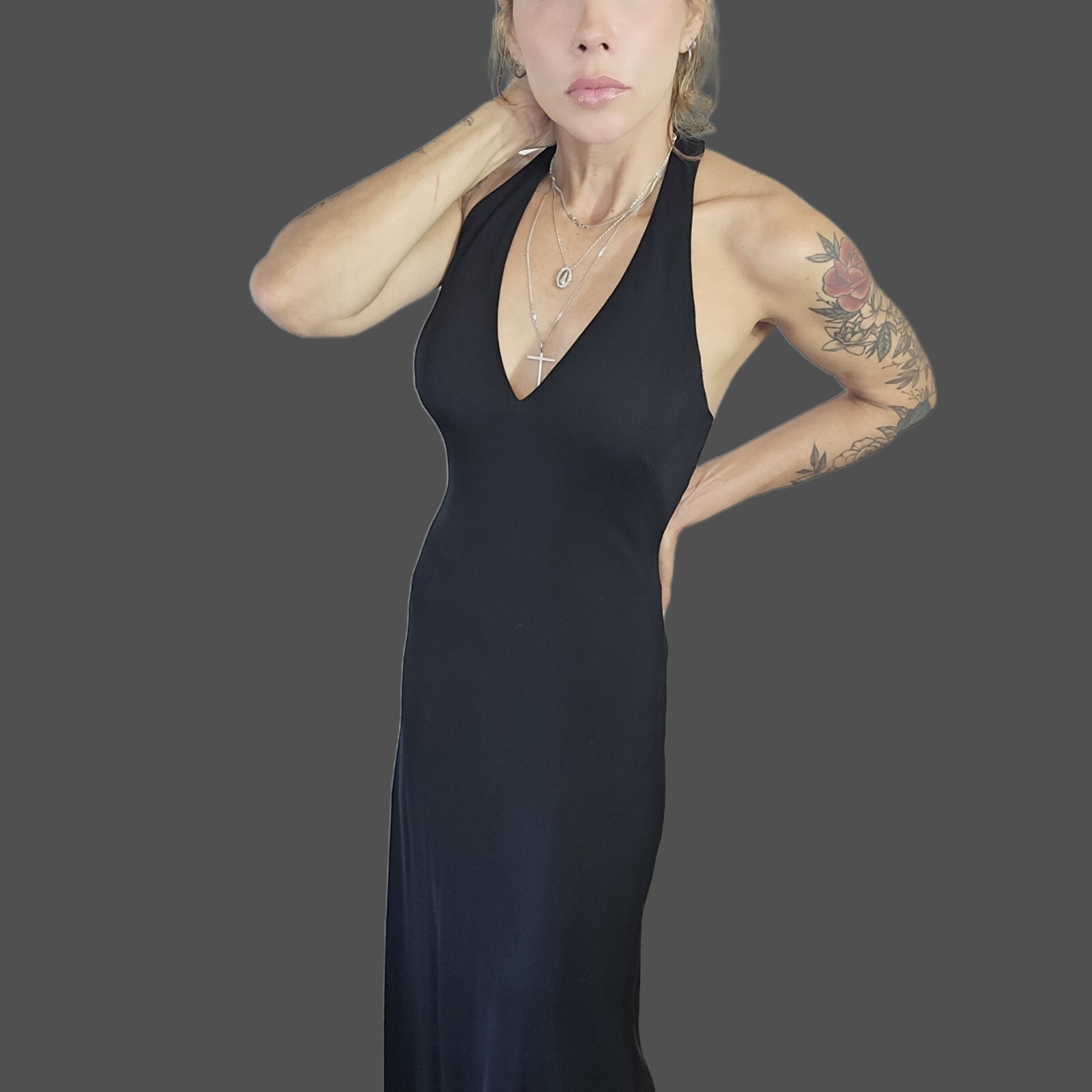David Meister Women's Dress - Size 6 - Black - Sleeveless Halter with Low Back