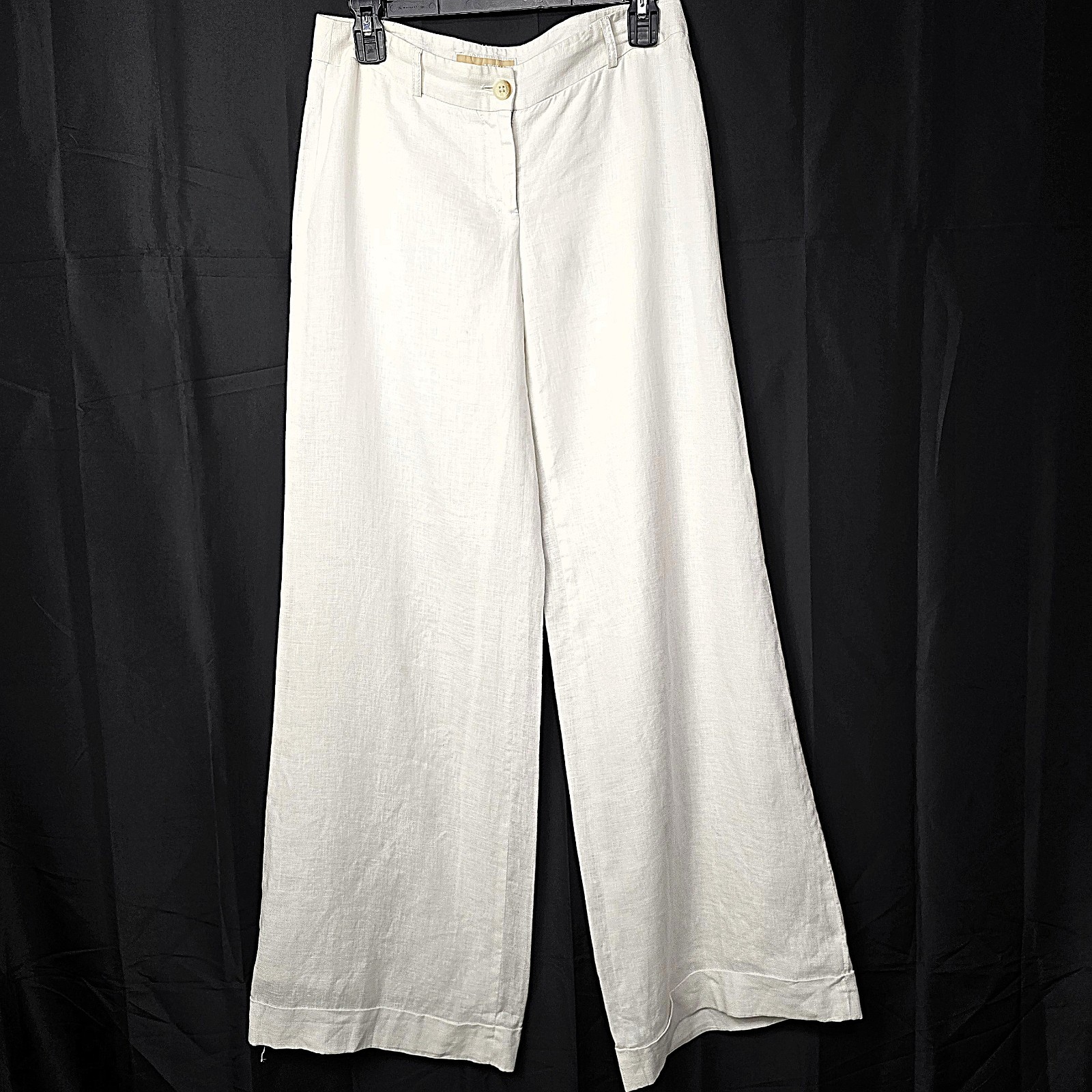 Michael Kors Women’s 100% Linen Wide-Leg Pants Off-White Size 2