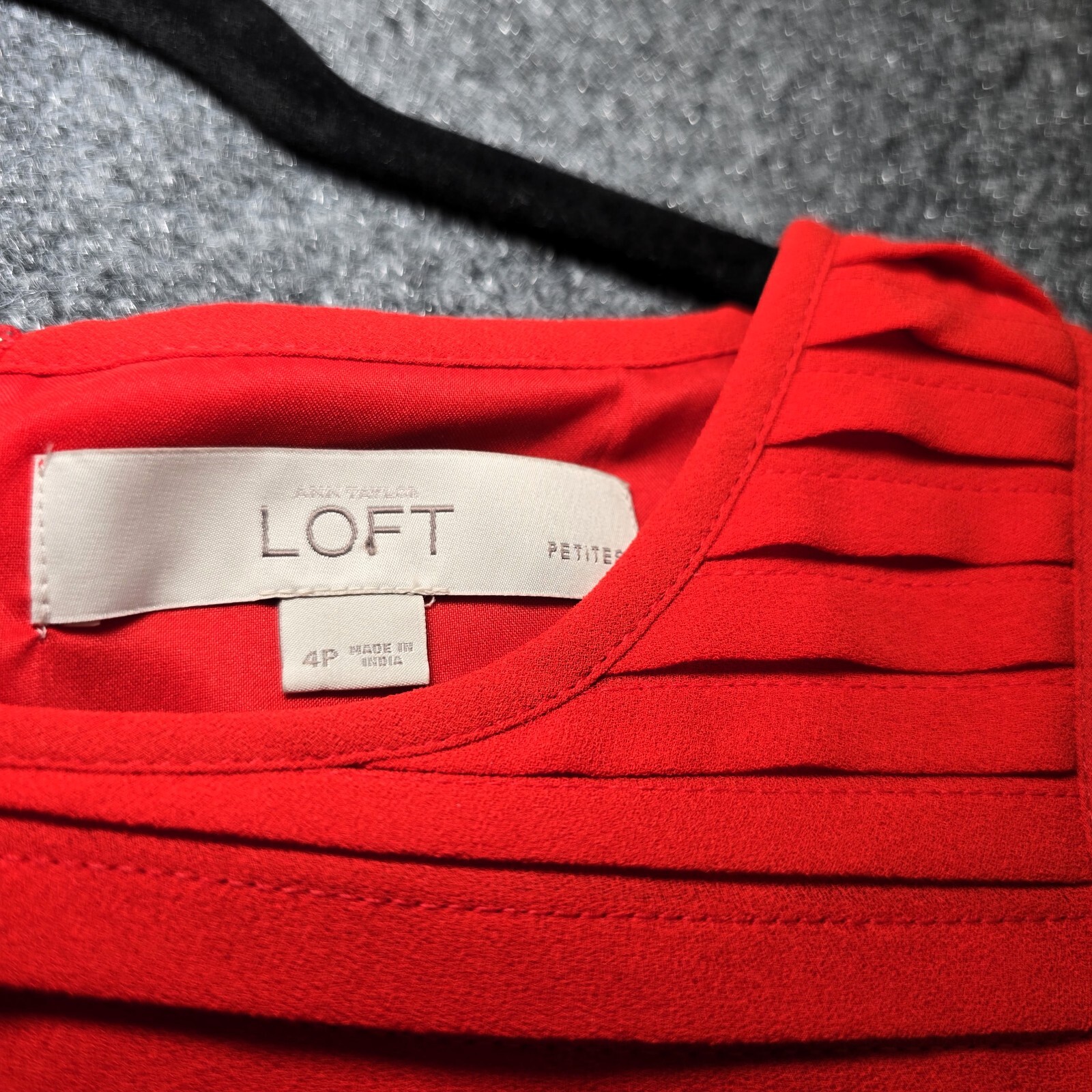 Ann Taylor Loft Red Chiffon Sleeveless Drop Waist Dress, Size 4 Petite.
