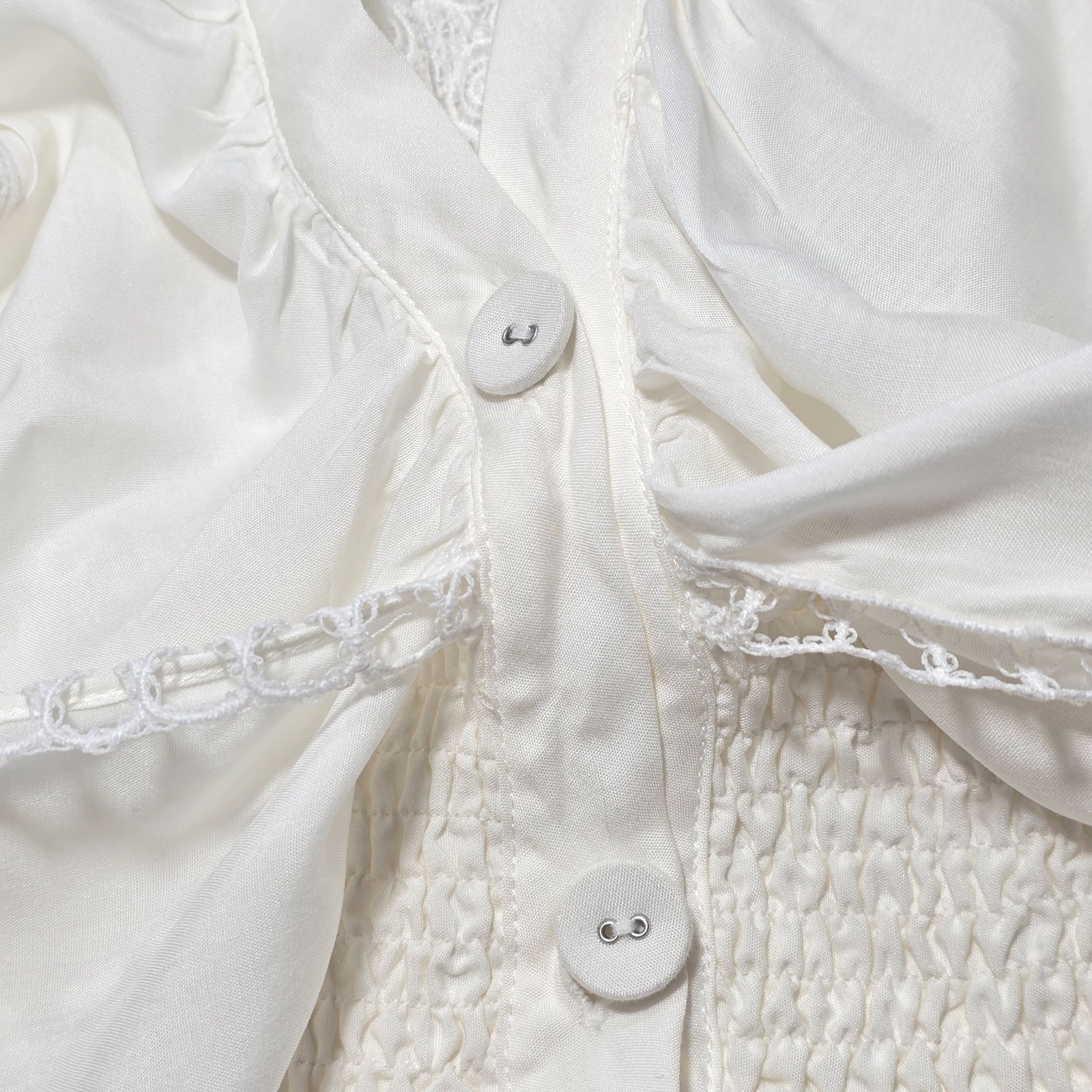 HUSH Women’s Off White Lace Ruffle Boho Cropped Blouse Long Sleeve Sz S