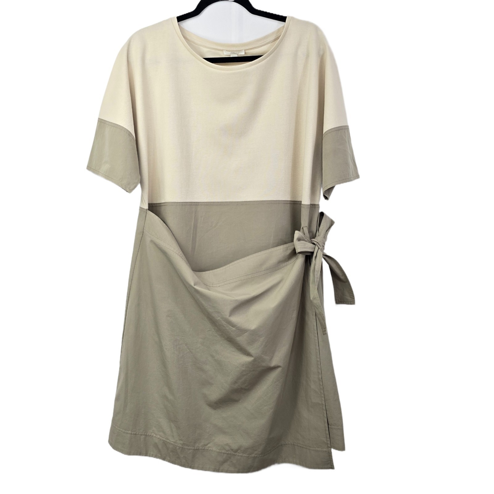COS Contrast Wrap Dress Khaki Size L – Organic Fabric, Midi Workwear