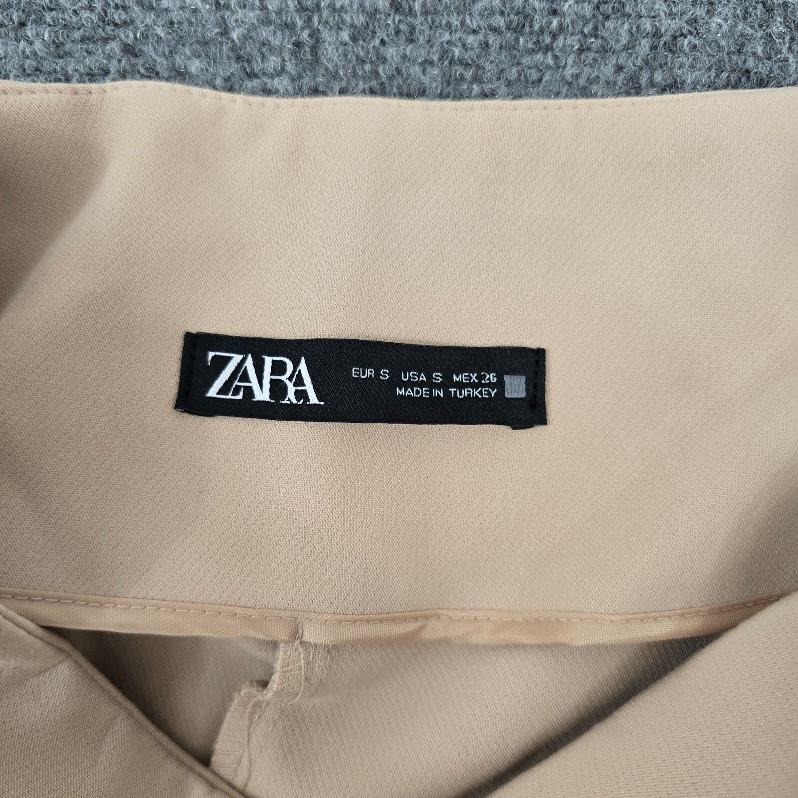Zara Women's High Waisted Beige Trousers With Button Waist Detail - Size S