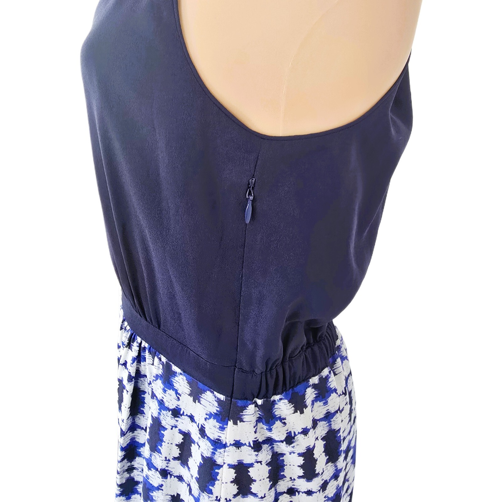 J.CREW Boho Maxi Dress 4 Blue Halter Geometric Print Summer Vacation