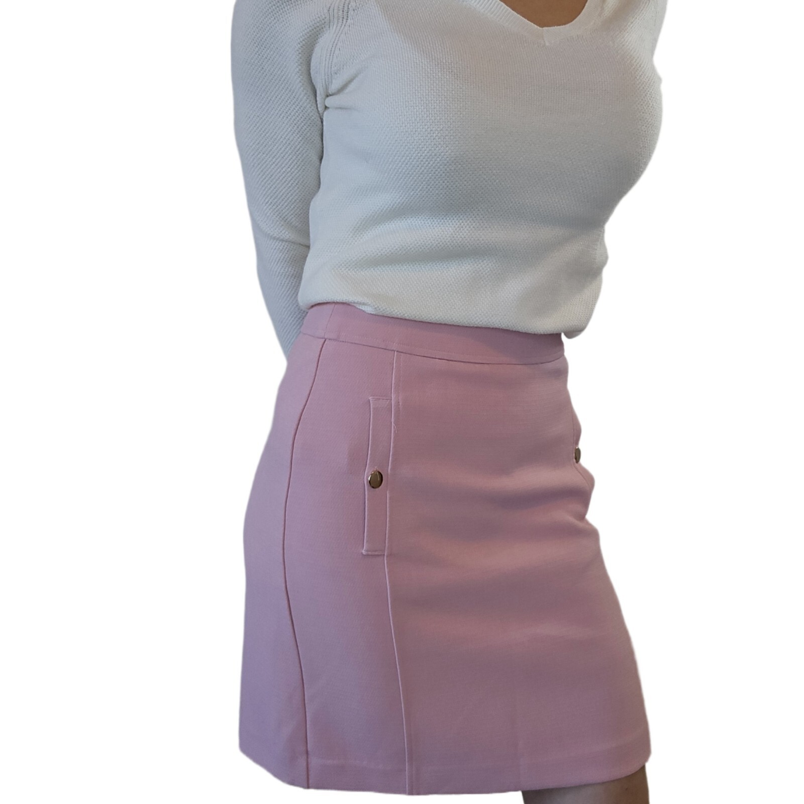Ann Taylor LOFT Structured Woven Button Pocket Shift Skirt - Size 4, Cheery Pink