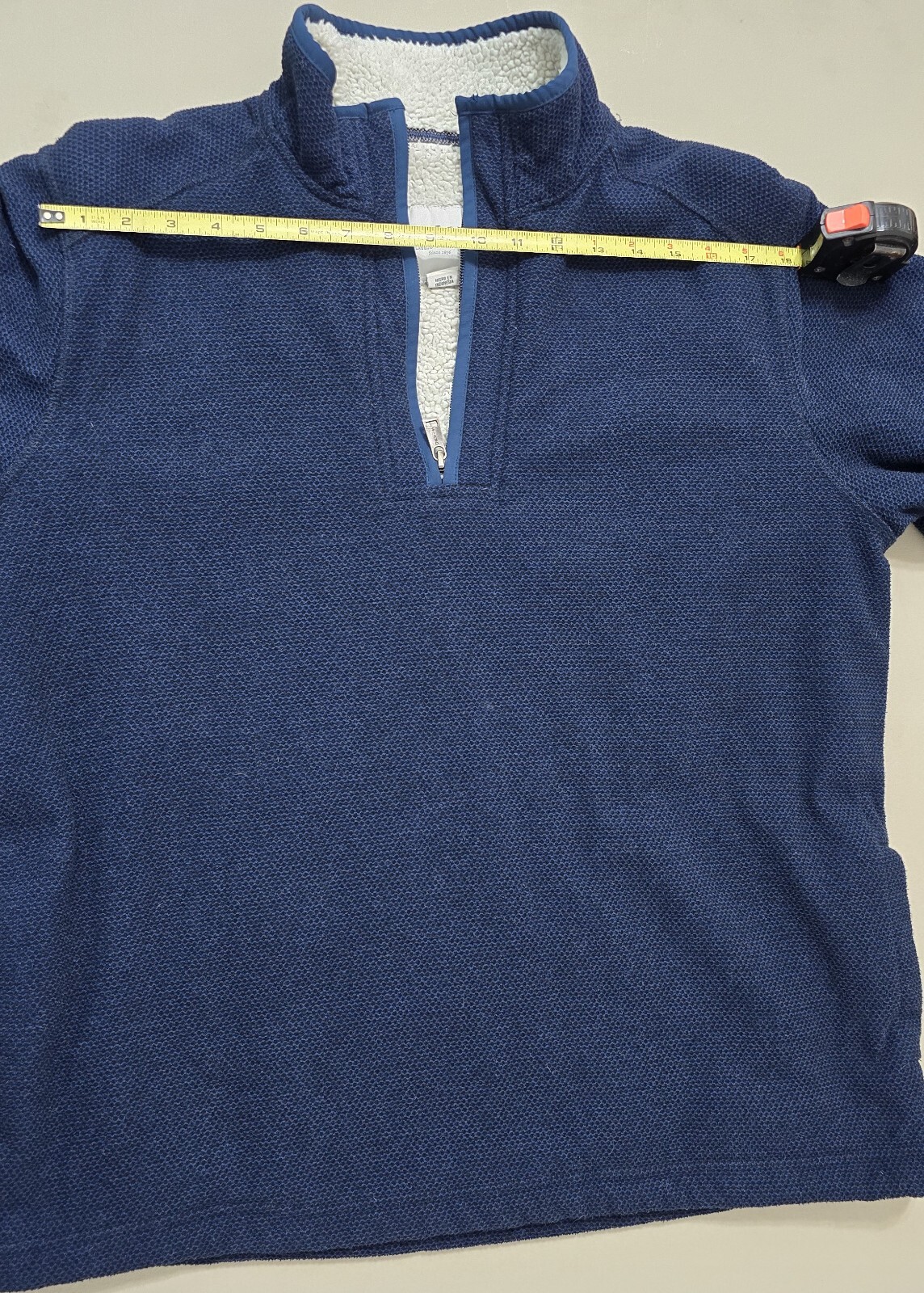 Orvis Men’s Sweater - Size Large, Dark Blue, Sherpa-Lined 1/4 Zip Pullover