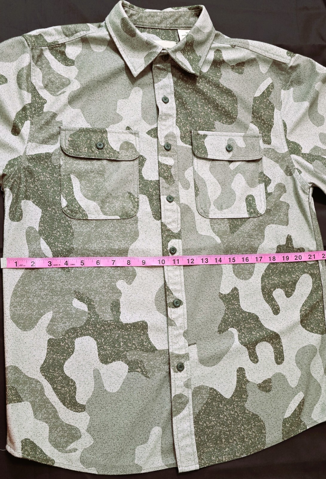 Victory Outfitters Men’s Long Sleeve 2-Pocket Shirt – Gray Camo – Size Medium