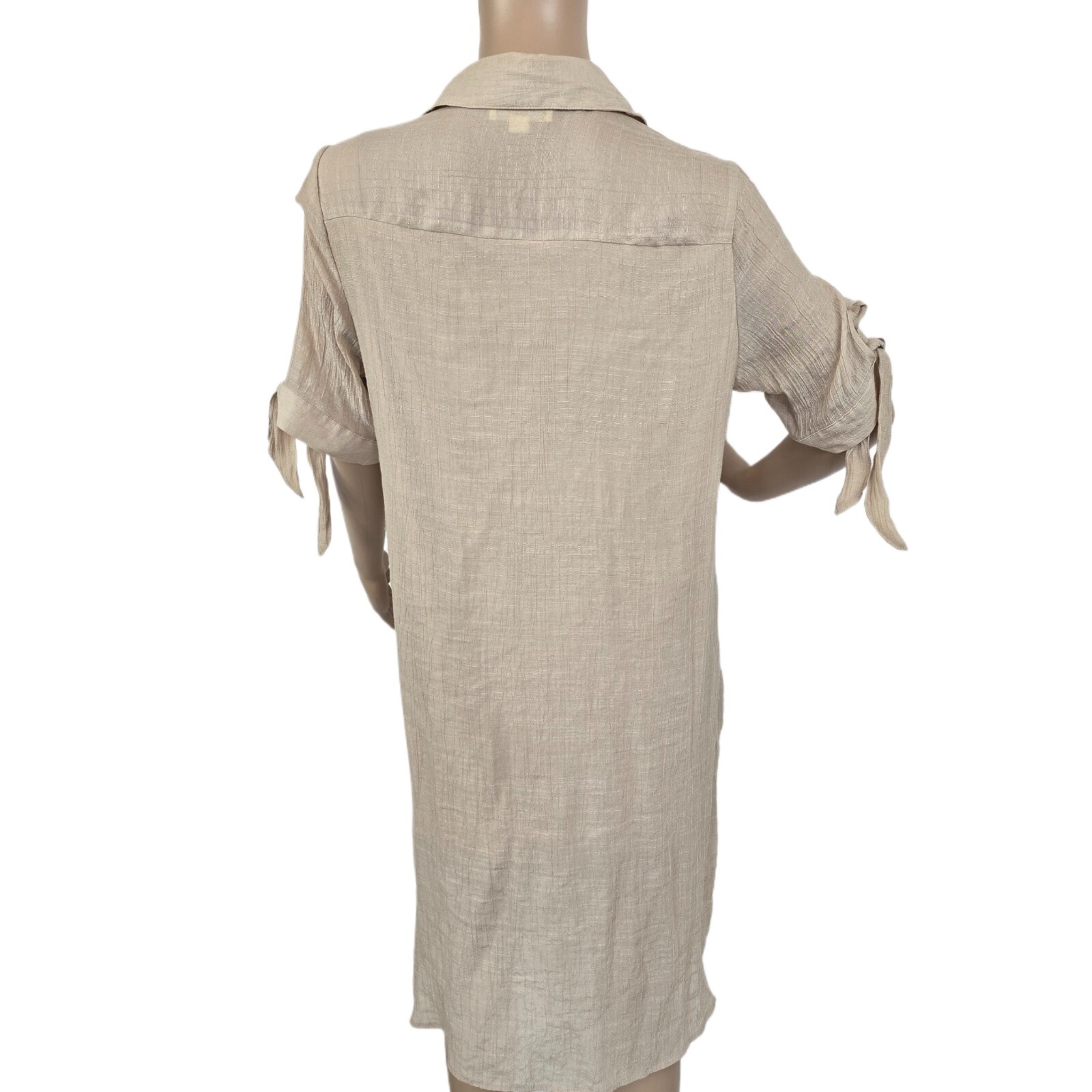 Indigo Rose Women's M Beige Shirt Dress Lined Button-Up Lightweight Boho