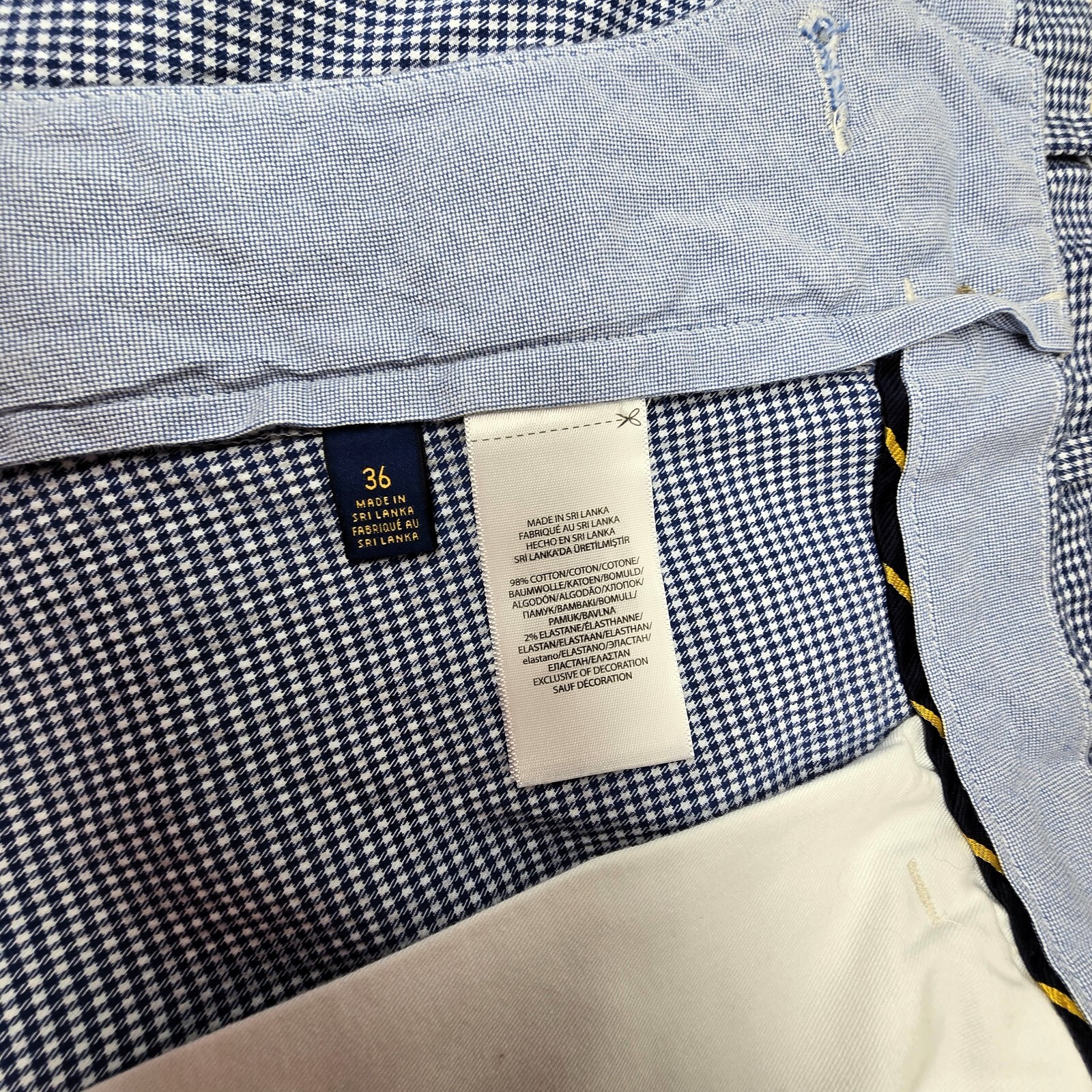Polo Ralph Lauren Men’s Shorts 36 Blue White Houndstooth Chino Stretch Fit