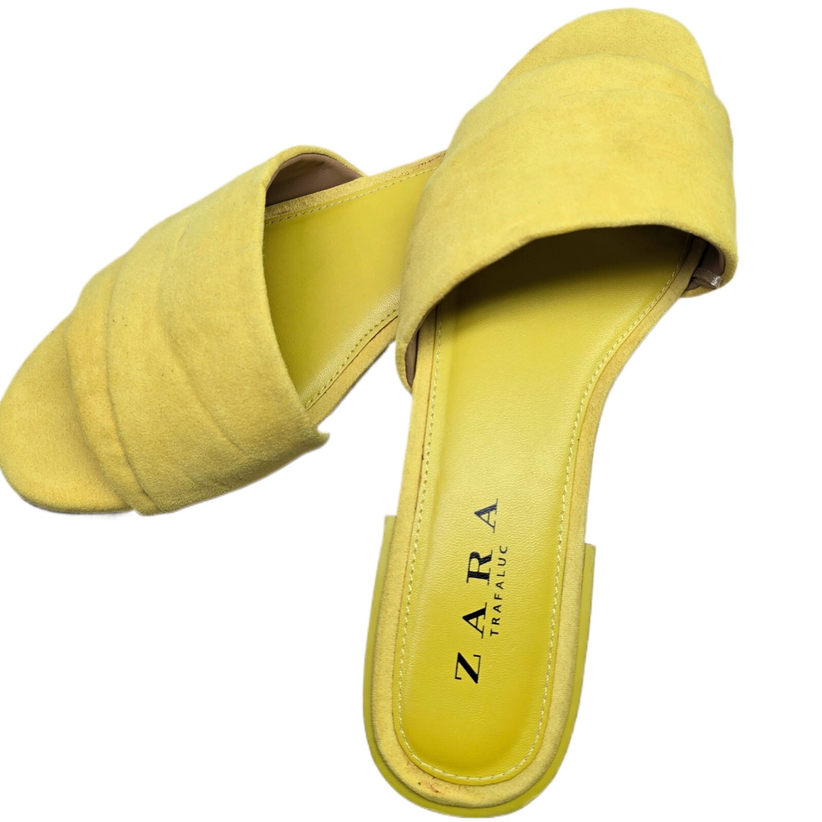 Zara Women's TRAFALUC Velvety Open Toe Heel Sandals Size EUR 37 Yellow - US SZ 6