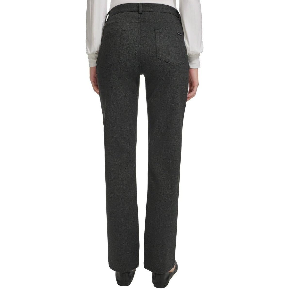 DKNY Jeans Women's Small Ponte Stretch Pants Charcoal Gray Slim Straight Leg