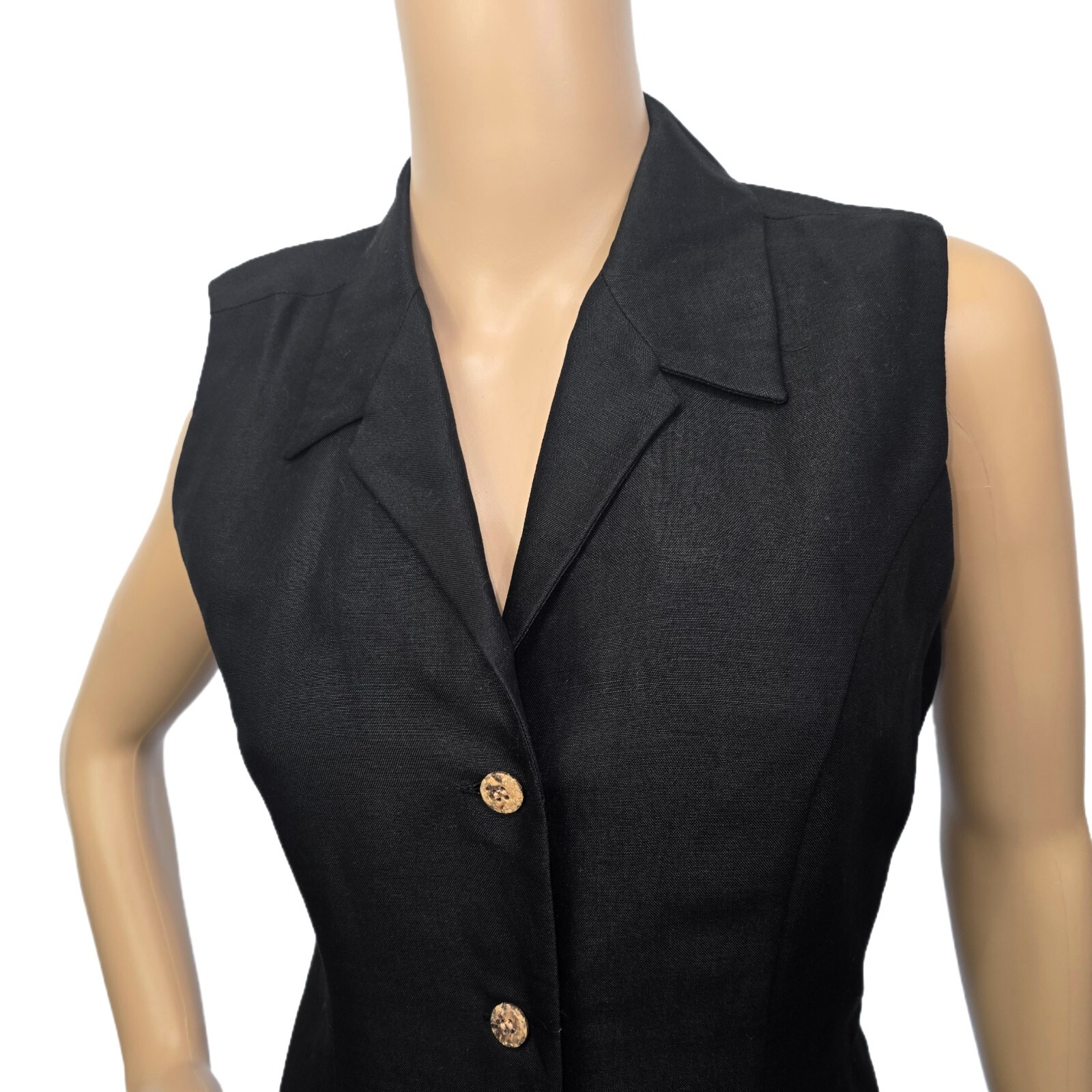 Vintage BP. Nordstrom Sheath Dress Women's Small – Black Linen Midi, Sleeveless