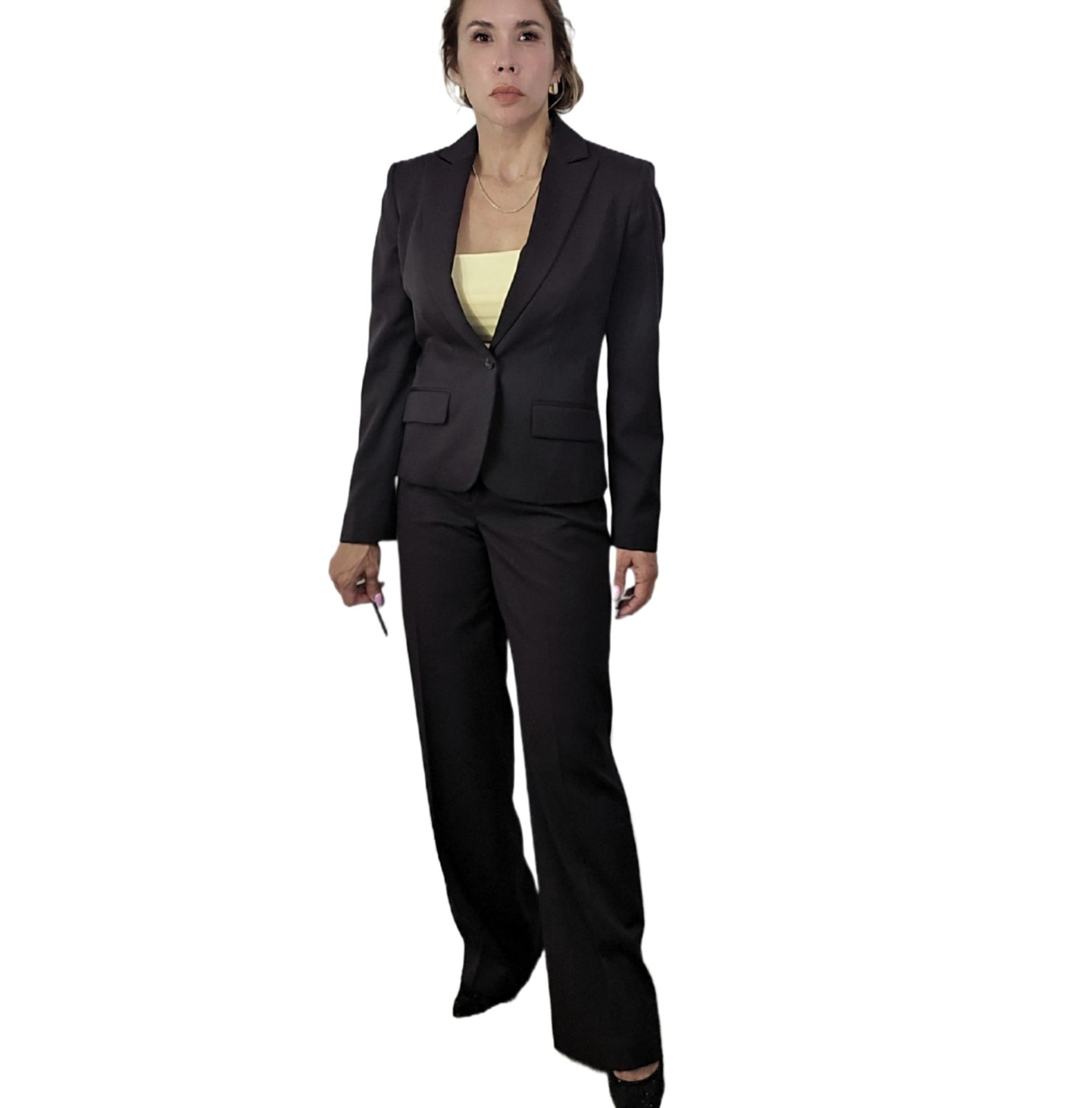 Anne Klein Executive 2-Piece Brown Blazer & Pants Suit Size 6 – Professional