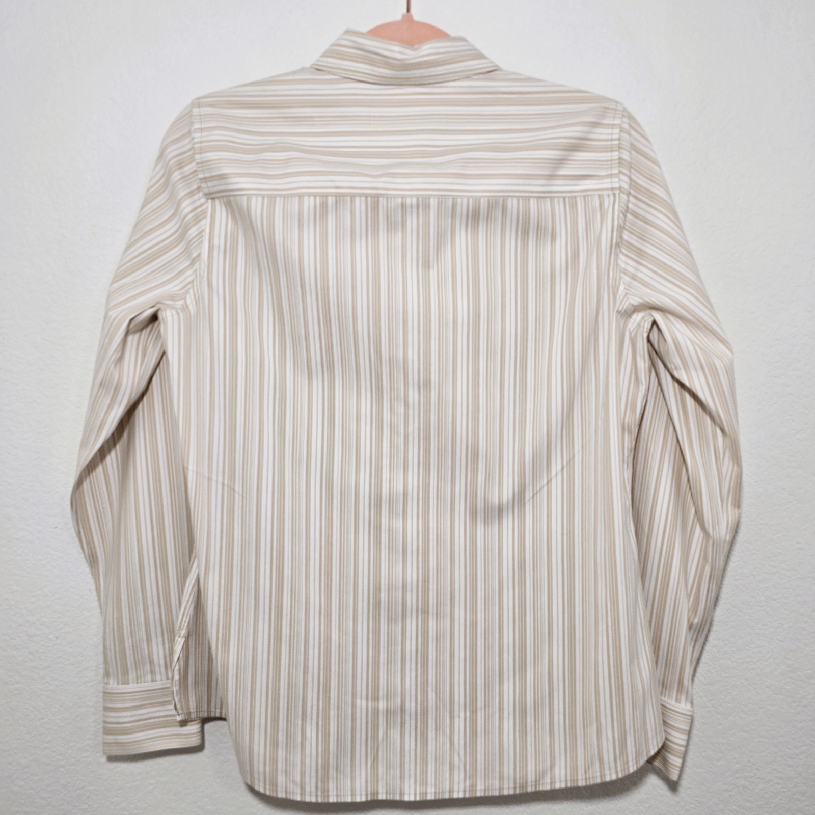 Foxcroft Women’s Non-Iron Stripe Long Sleeve Stretch Cotton Shirt SZ 6