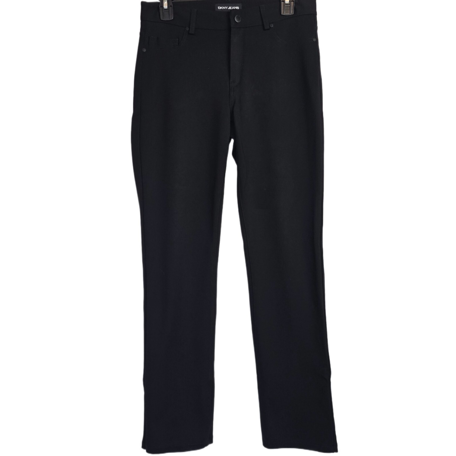 DKNY Jeans Women's Small Ponte Stretch Pants Black Slim Straight Leg