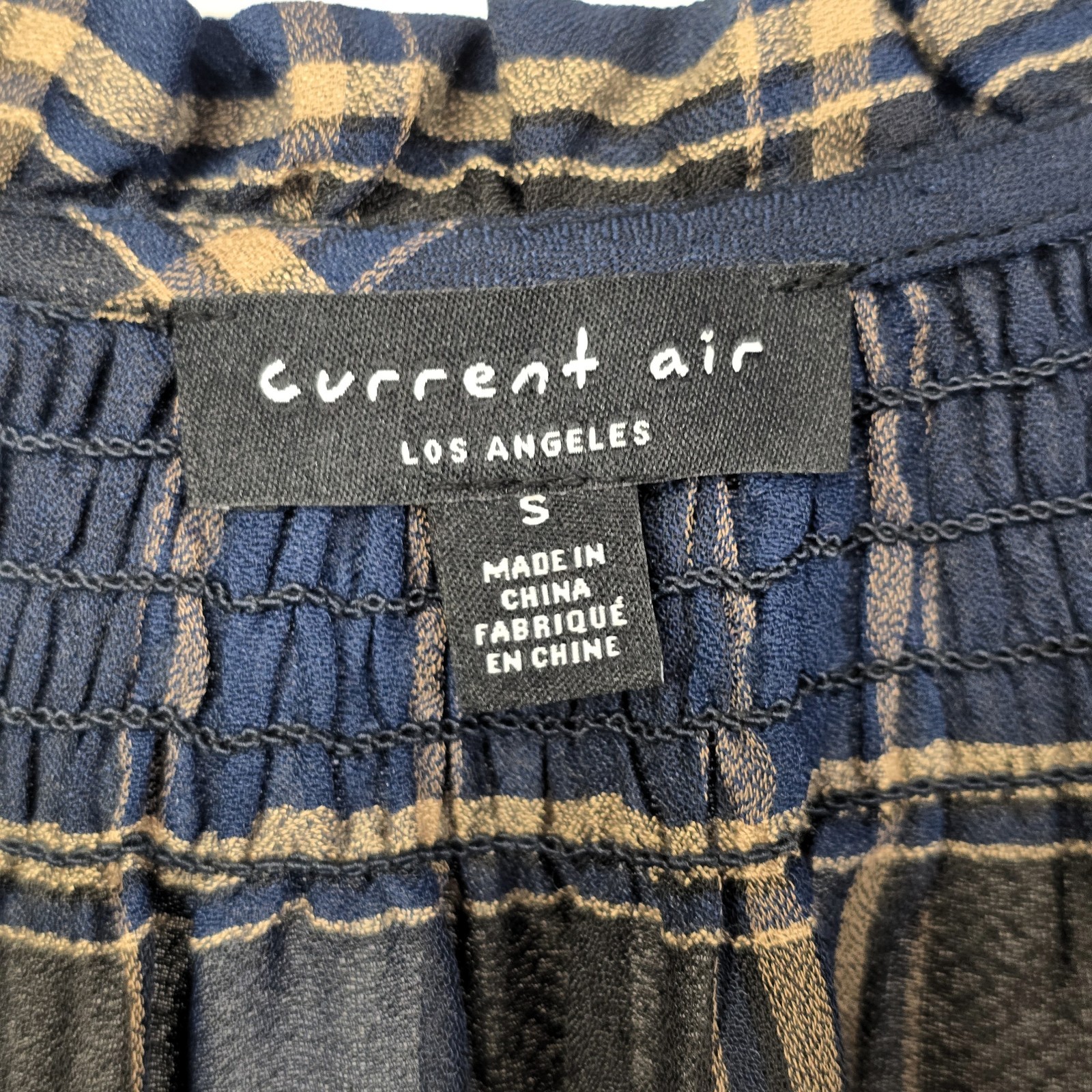 Current Air Black & Navy Plaid Ruffled Chiffon Mini Dress, Size S