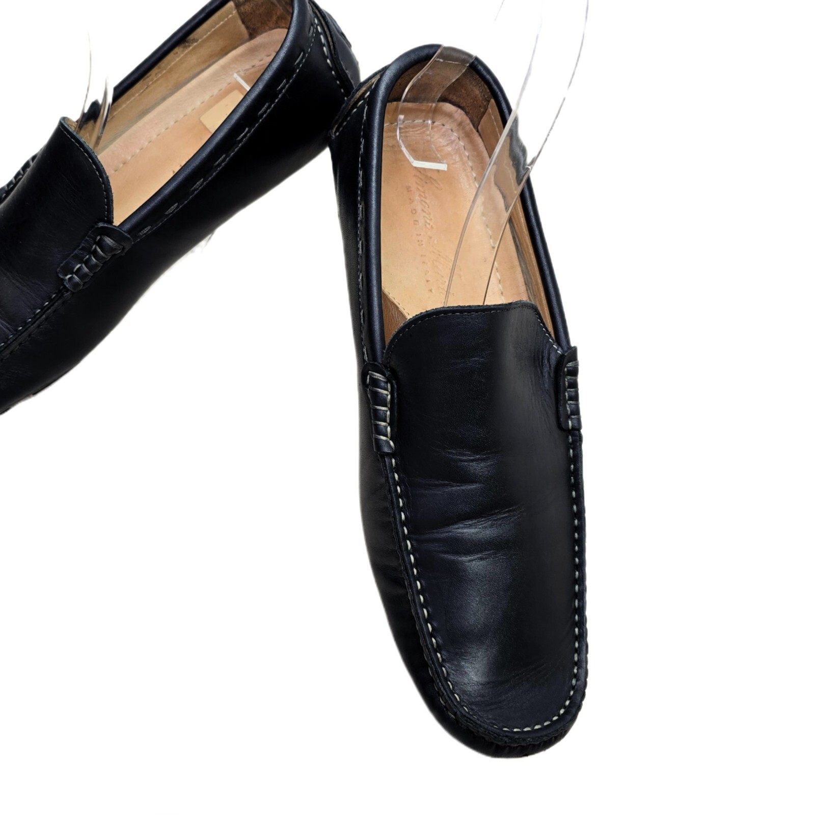 Simone Mariotti Men's Black Pebbled Leather Driving Loafers EUR 41 – Handmade IT
