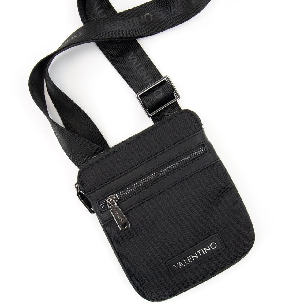 Valentino Men's Anakin Black Flight Crossbody Bag Canvas Leather Trim - Used