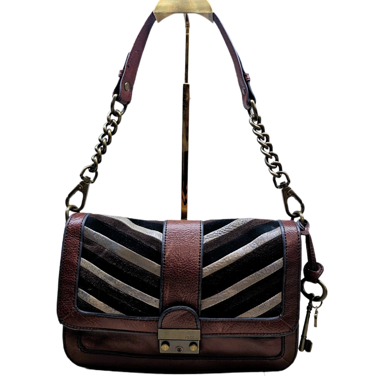 Fossil Vintage Genuine Leather & Suede Purse – Brown – Excellent Condition