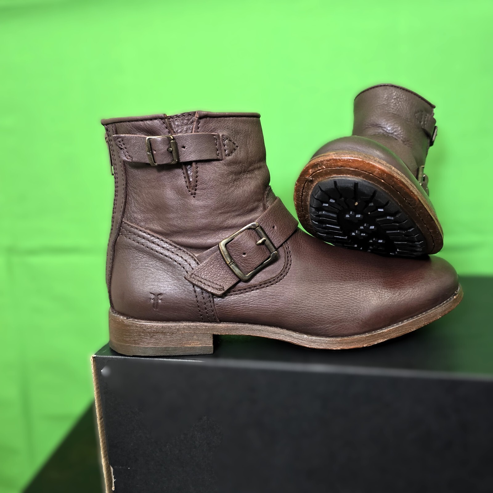 FRYE Women's Tyler-SVL Engineer Ankle Boot, Dark Brown, Size 8.5 B US