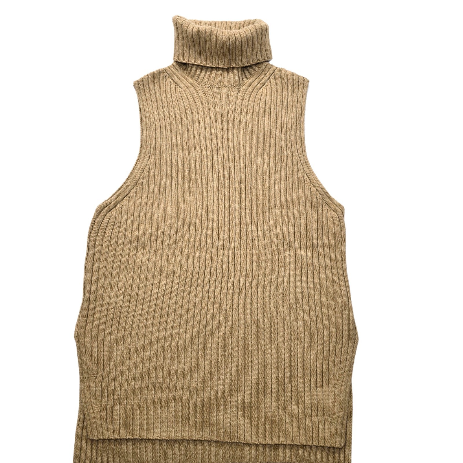 H&M Women’s Chunky Wool Blend Turtleneck Sweater Vest Tan Size S