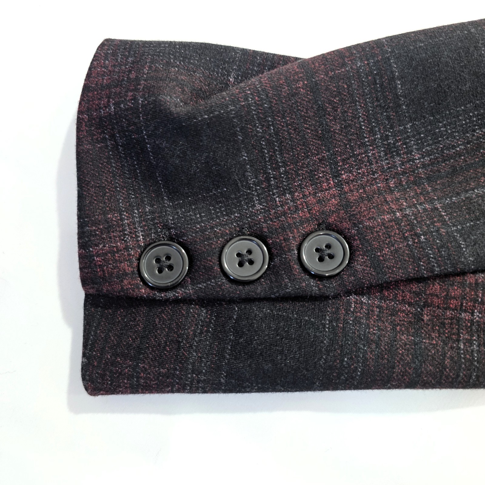 Liverpool LA Burgundy Plaid Boyfriend Blazer Size S with Removable Hoodie