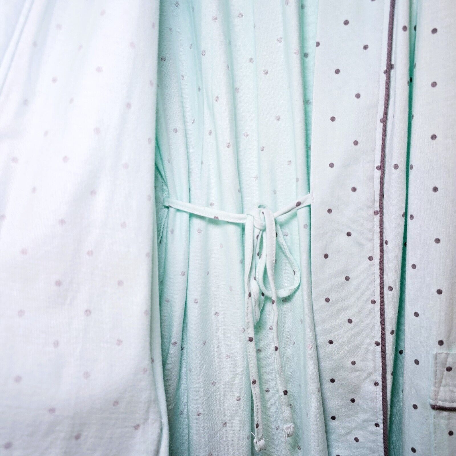 PajamaGram Women's Classic Polka Dots Long Robe M/L – 100% Cotton NWT