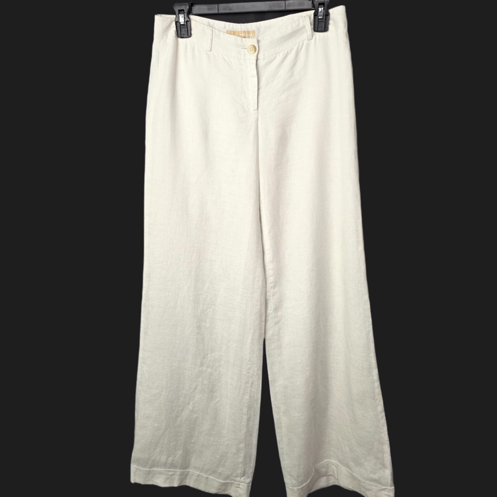 Michael Kors Women’s 100% Linen Wide-Leg Pants Off-White Size 2