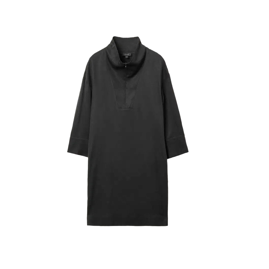 COS Women’s Black Lyocell Utility Dress Size 6 Minimalist Shirt Dress