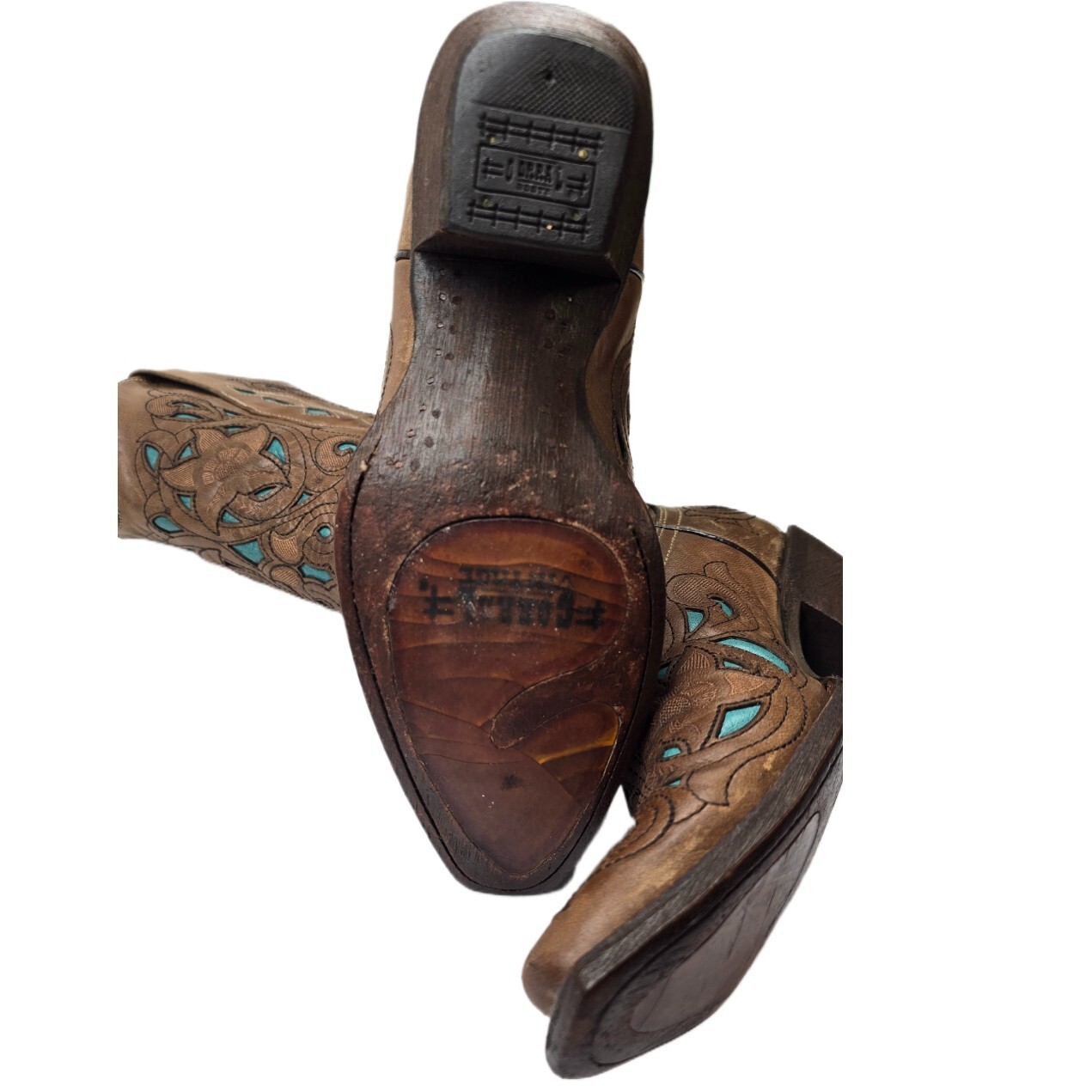 Corral Women’s Western Cowboy Boots Brown Turquoise Leather Size 7M