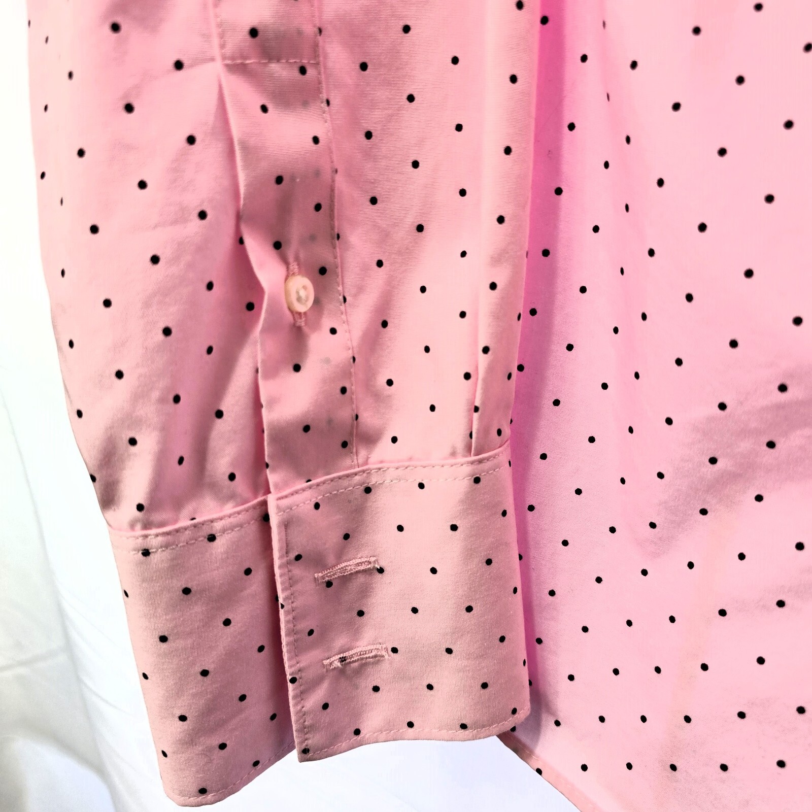 Lands' End Women's No Iron Shirt – Pink/Brown Polka Dots – Size 16P