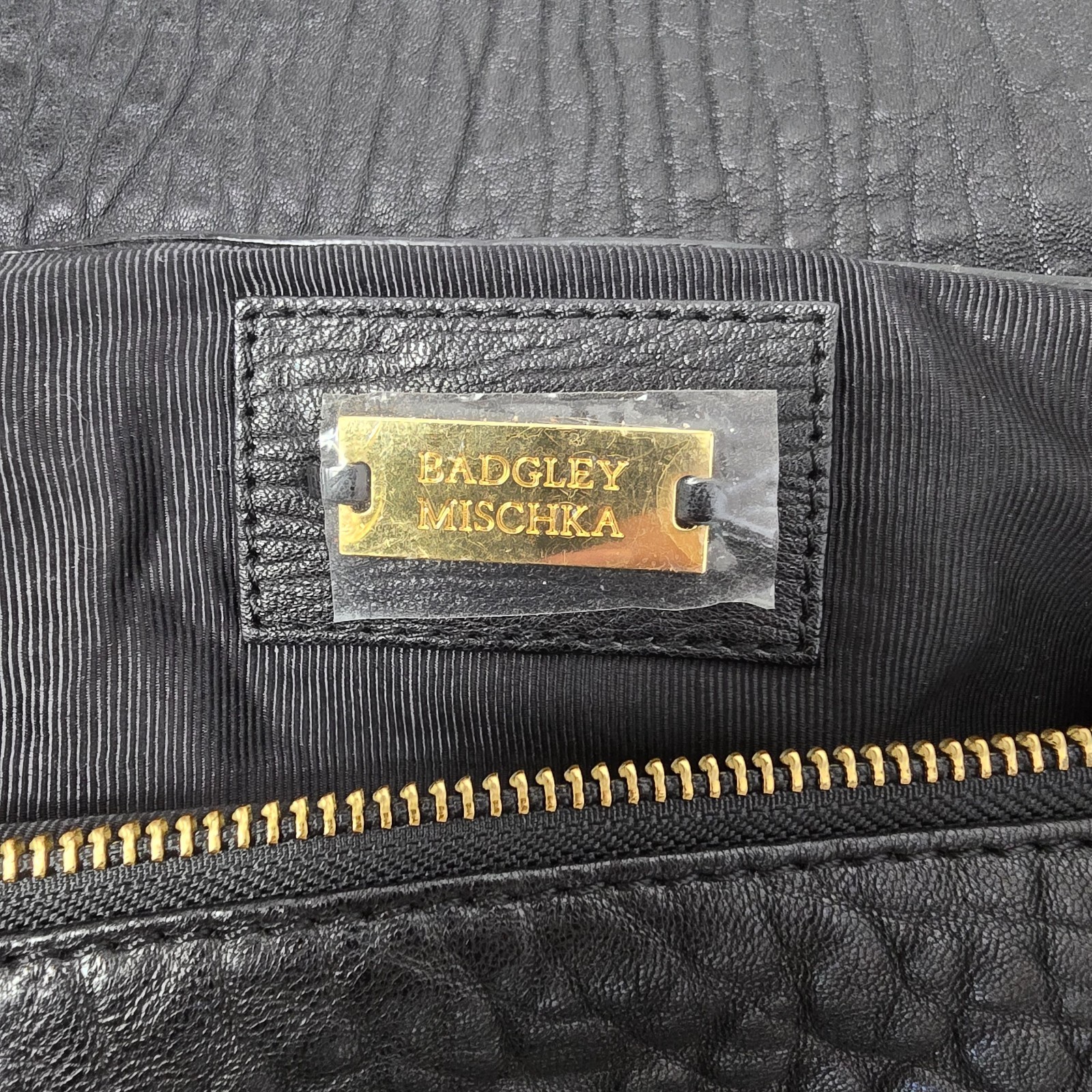 Badgley Mischka Black Leather Studded Crossbody Bag Chain Strap - Used