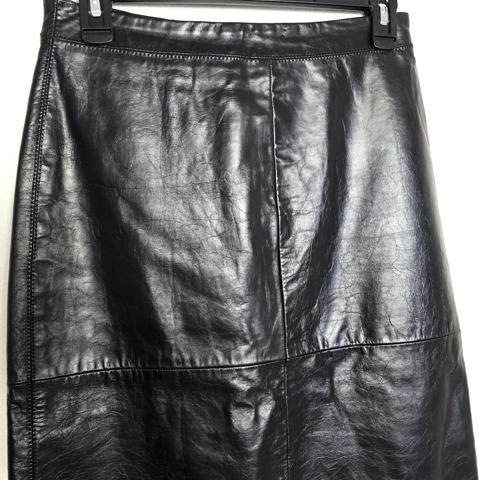 Vintage Y2K GAP Black Genuine Leather A-Line Skirt Size 1 – 29” Waist Lined